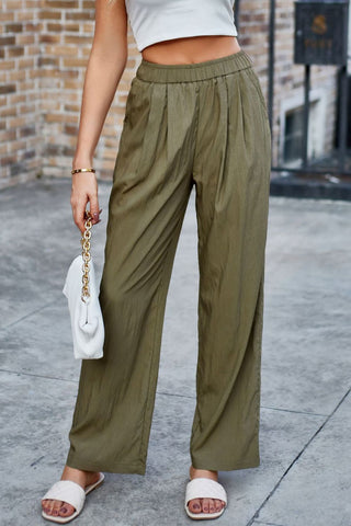 Elastic Waist Wide Leg Pants Divacious