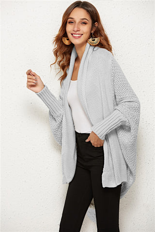 Open Front Dolman Sleeve Longline Cardigan Divacious