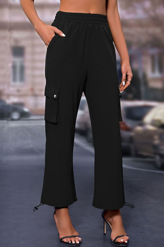 Elastic Waist Pants with Pockets Divacious