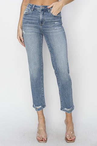 Full Size High Waist Distressed Cropped Jeans Divacious