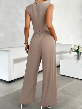 Round Neck Sleeveless Wide Leg Jumpsuit Divacious