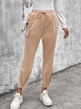 Drawstring Straight Pants with Pockets Divacious