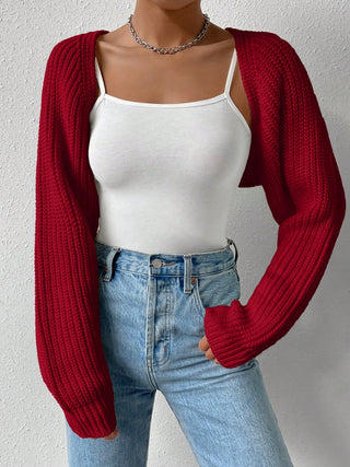 Open Front Long Sleeve Cropped Cardigan - Divacious