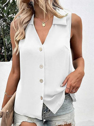 Full Size Johnny Collar Button Up Tank Divacious