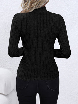 Mock Neck Long Sleeve Knit Top Divacious