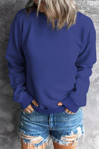 Round Neck Dropped Shoulder Sweatshirt Divacious