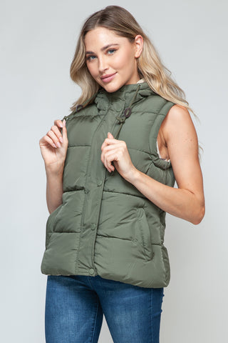 Snobbish Snap and Zip Closure Hooded Vest Trendsi