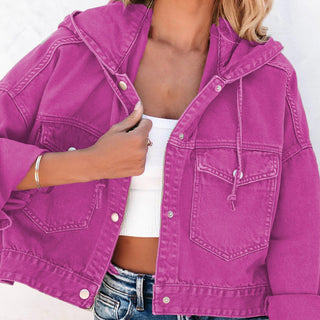 Hooded Dropped Shoulder Denim Jacket Divacious