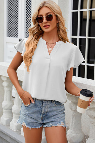 Notched Cap Sleeve T-Shirt Divacious