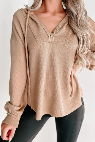 Buttoned Drop Shoulder Drawstring Hoodie Divacious