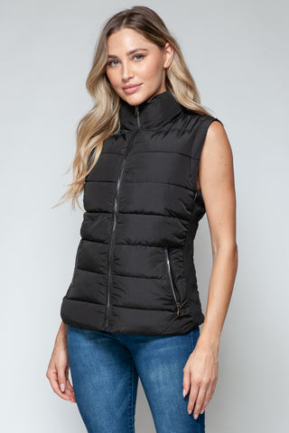 Snobbish Zip Up Turtleneck Vest with Pockets Trendsi