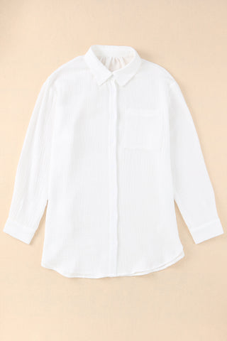 Slit Button Up Long Sleeve Shirt Divacious