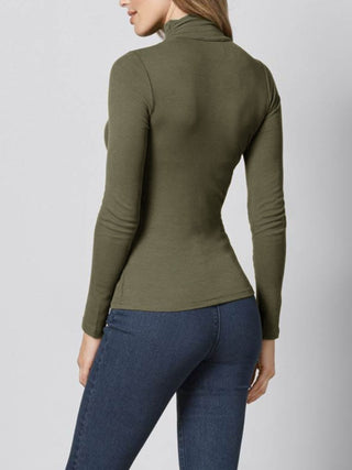 Cutout Turtleneck Long Sleeve T-Shirt - Divacious