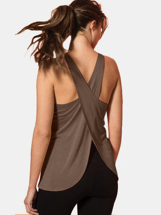 Crisscross Scoop Neck Active Tank Trendsi