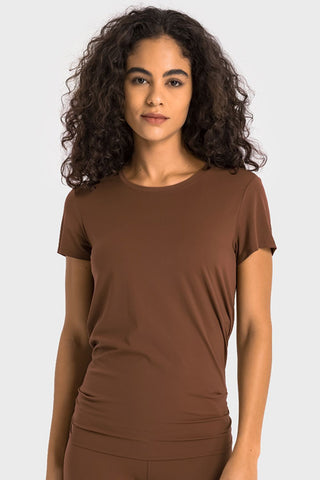 Millennia Tie Back Short Sleeve Sports Tee Trendsi