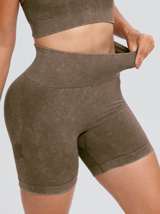 Washed High Waist Active Shorts Divacious