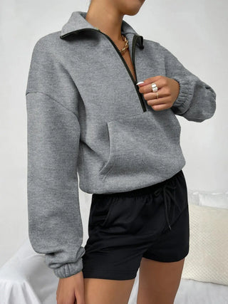 Half-Zip Dropped Shoulder Sweatshirt Divacious