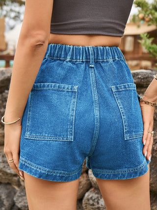 High Waist Denim Shorts with Pockets Divacious