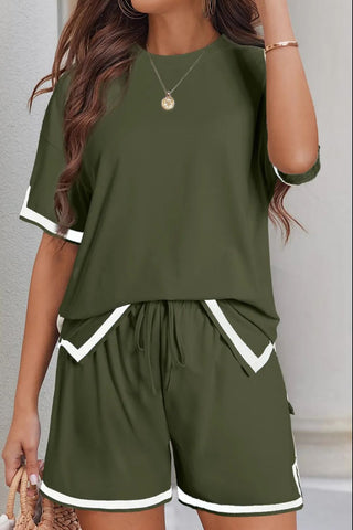 Round Neck Half Sleeve Top and Shorts Set Trendsi