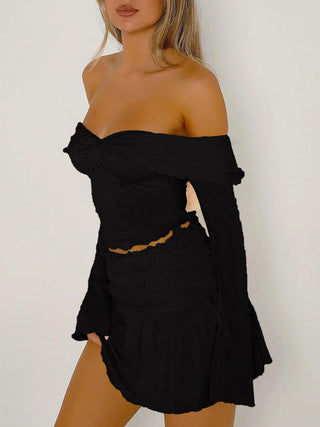 Twisted Ruffled Off-Shoulder Long Sleeve T-Shirt - Divacious