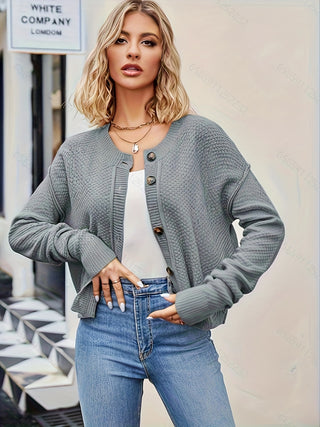 Button Up Dropped Shoulder Cardigan Divacious