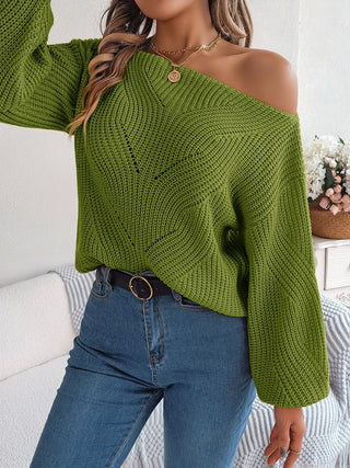 Openwork Long Sleeve Sweater Divacious