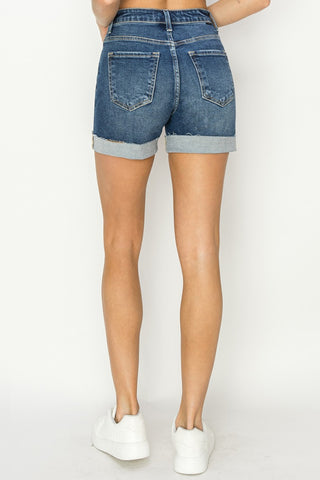 High Rise Cuffed Denim Shorts Divacious