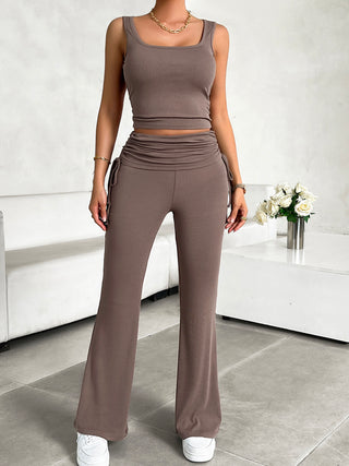 Devine Square Neck Tank and Drawstring Pants Set Trendsi