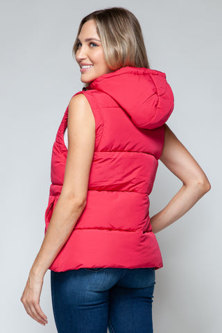 Snobbish Snap and Zip Closure Hooded Vest Trendsi