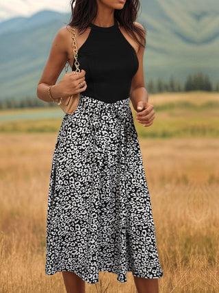 Perfee Leopard Halter Neck Midi Dress Trendsi