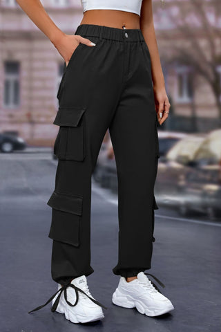 Elastic Waist Cargo Pants Divacious