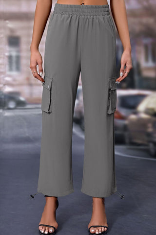 Elastic Waist Pants with Pockets Divacious