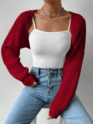 Open Front Long Sleeve Cropped Cardigan - Divacious