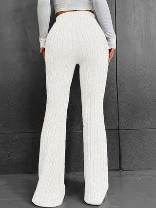 Ribbed High Waist Bootcut Pants Divacious