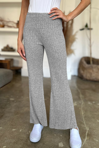 Ribbed High Waist Flare Pants Divacious