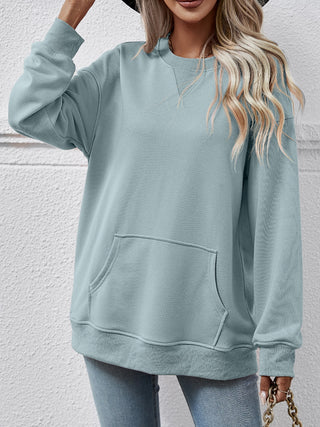 Round Neck Long Sleeve Sweatshirt Divacious