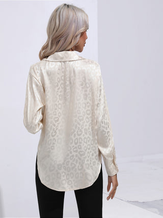 Printed Collared Neck Buttoned Shirt Divacious