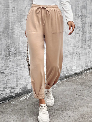 Drawstring Straight Pants with Pockets Divacious