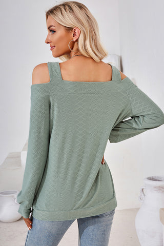 Cutout Square Neck Cold Shoulder T-Shirt Divacious