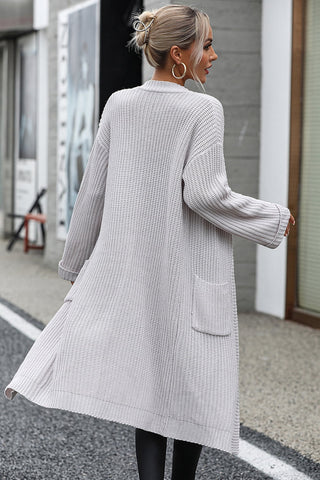 Dropped Shoulder Long Sleeve Cardigan with Pocket Divacious