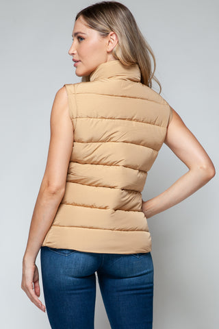 Snobbish Zip Up Turtleneck Vest with Pockets Trendsi