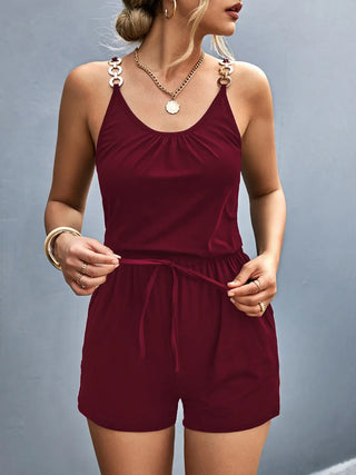 Scoop Neck Romper with Pockets Divacious