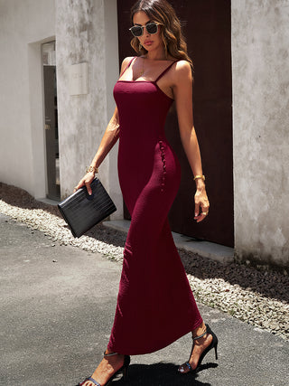 Devine Spaghetti Strap Bodyline Maxi Dress Trendsi