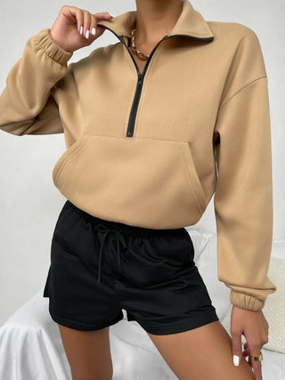 Half-Zip Dropped Shoulder Sweatshirt Divacious