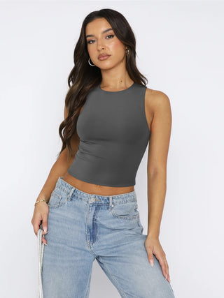 Round Neck Cropped Tank Divacious