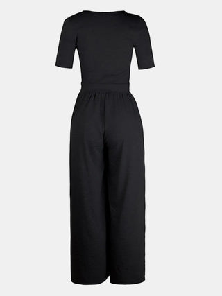 Scoop Neck Short Sleeve Jumpsuit Divacious