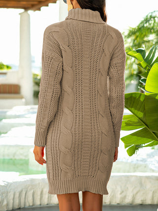 Turtleneck Ribbed Sweater Dress Divacious