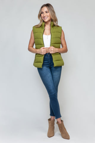 Snobbish Zip Up Turtleneck Vest with Pockets Trendsi