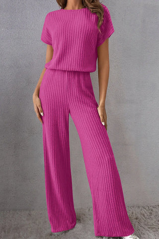 Round Neck Short Sleeve Jumpsuit Divacious