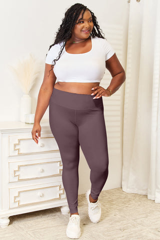 Double Take Wide Waistband Sports Leggings Trendsi